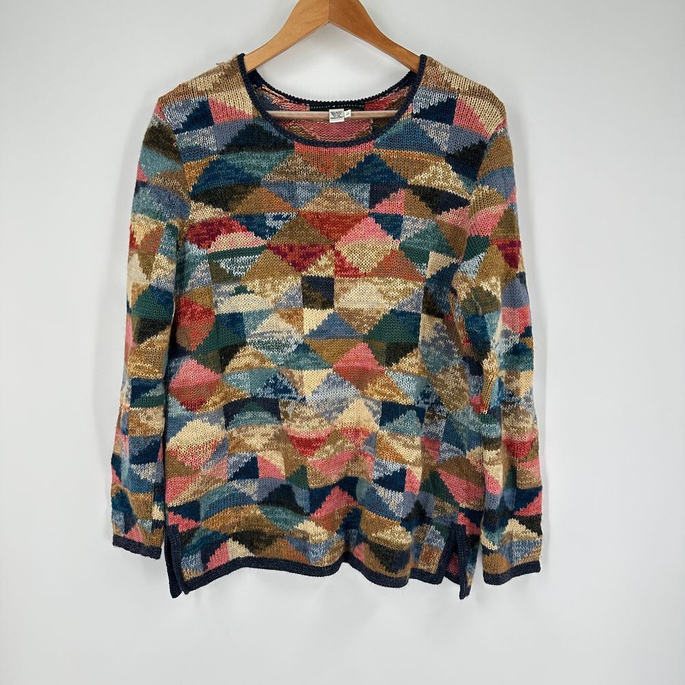 Peruvian Connection Large Womens‎  Chinese Carpet Sweater Intarsia Flawed Hole